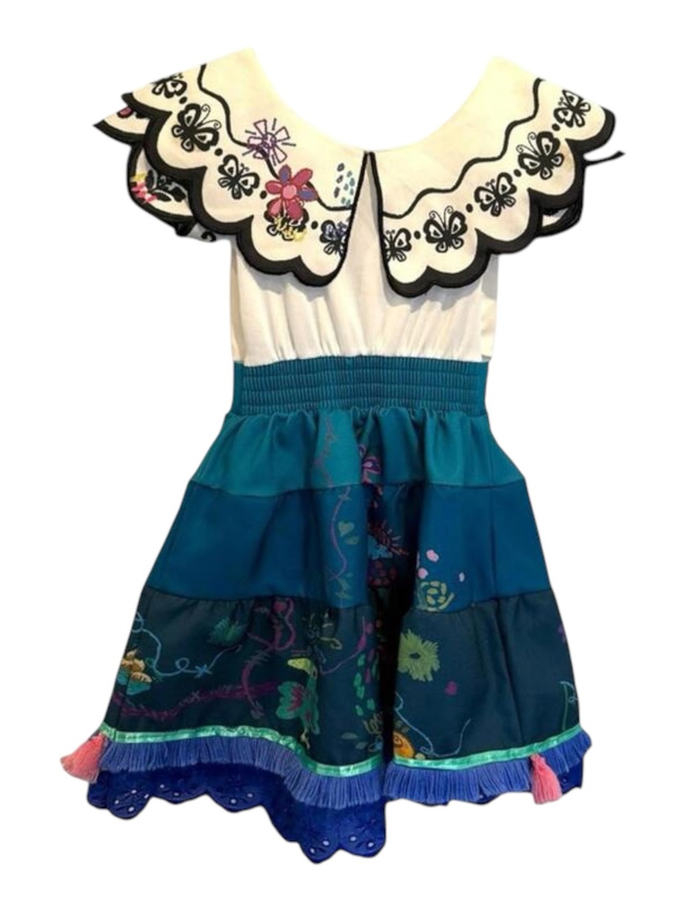 Disney 🝮 Encanto Mirabel Embroidery Halloween Costume 🝮 Butterflies Tassels 🝮 3T - Picture 15 of 16